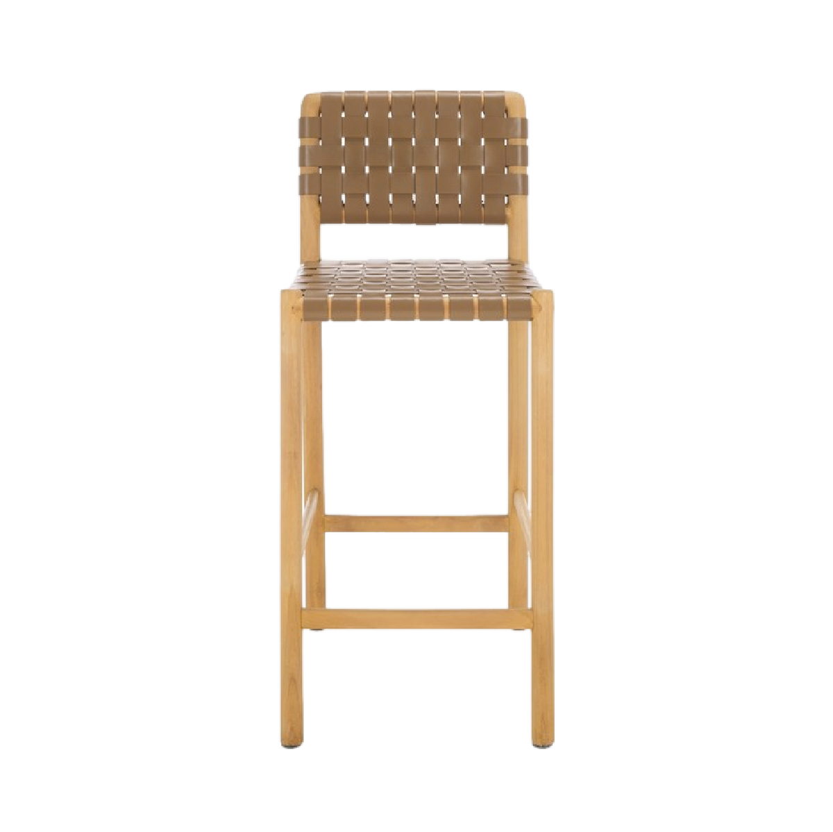 Archie Woven Leather Counter Stool - Dark Tan