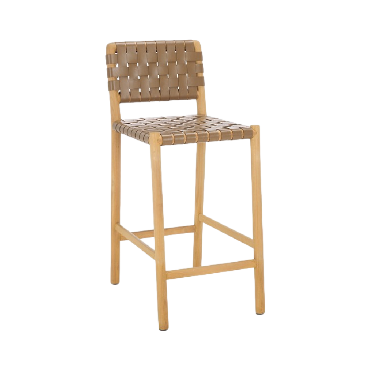 Archie Woven Leather Counter Stool - Dark Tan