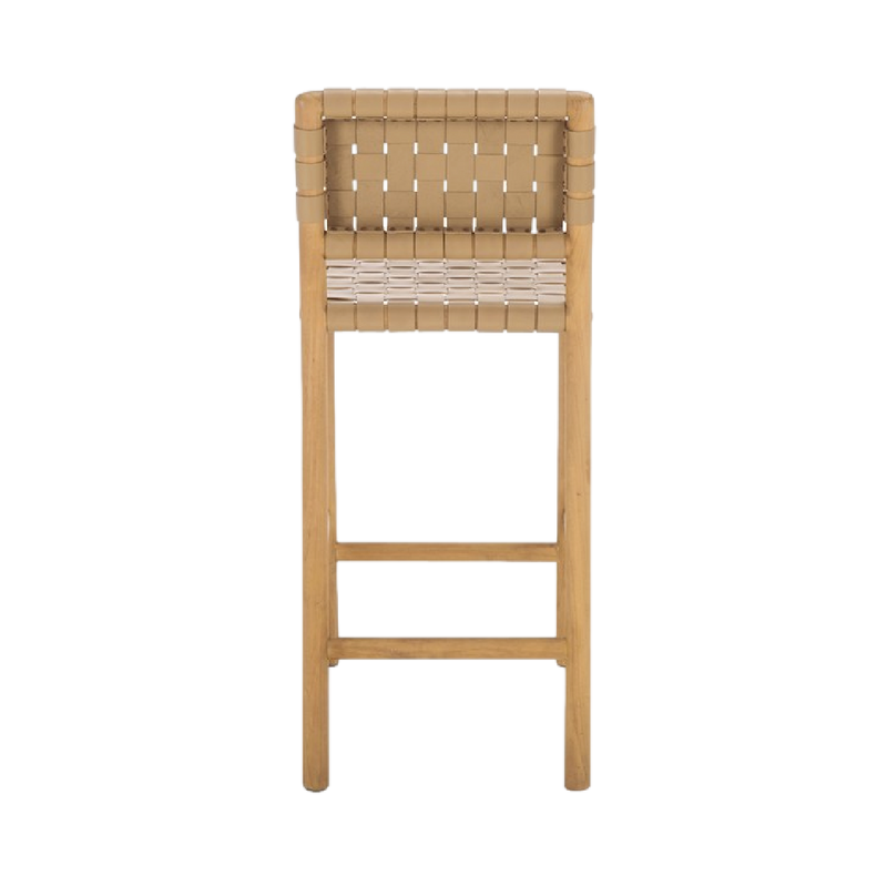 Archie Woven Leather Counter Stool - Light Tan