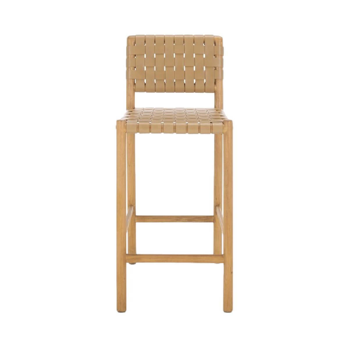 Archie Woven Leather Counter Stool - Light Tan