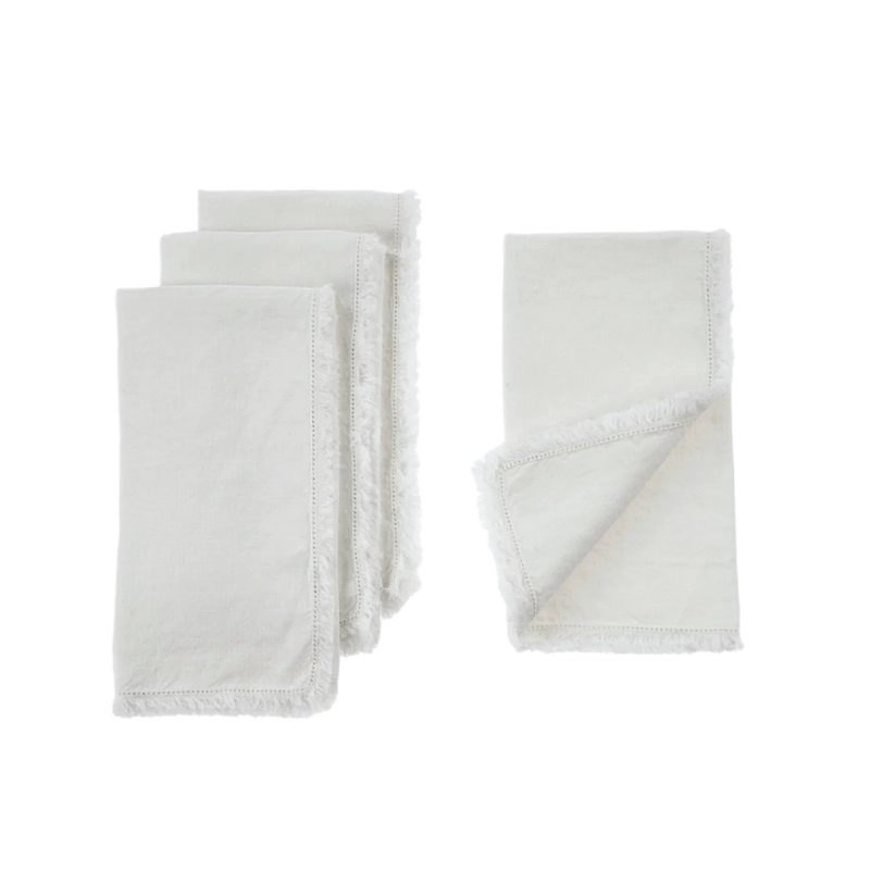 Snowfall White Linen Napkin