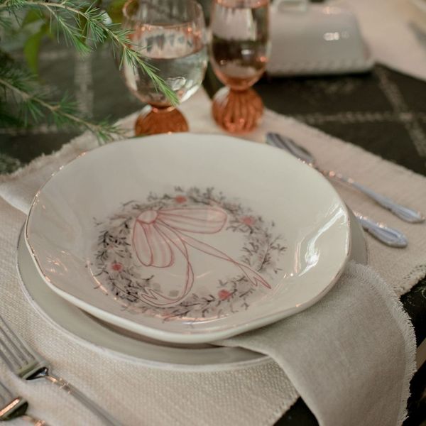 Christmas Ribbon Plate Bowl