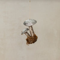 Glittering Toadstool Ornament - Silver