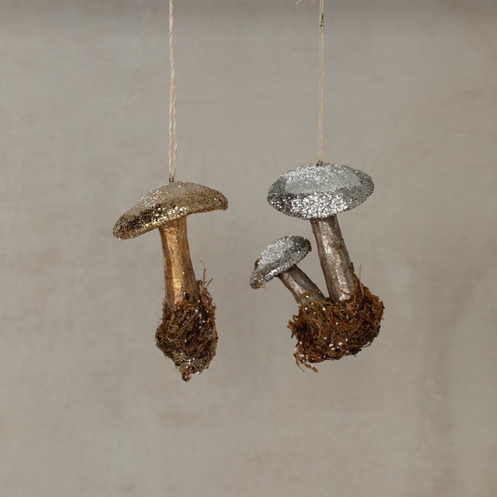 Glittering Toadstool Ornament - Gold