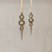 Golden Antique Spindle Ornaments - Set of 2