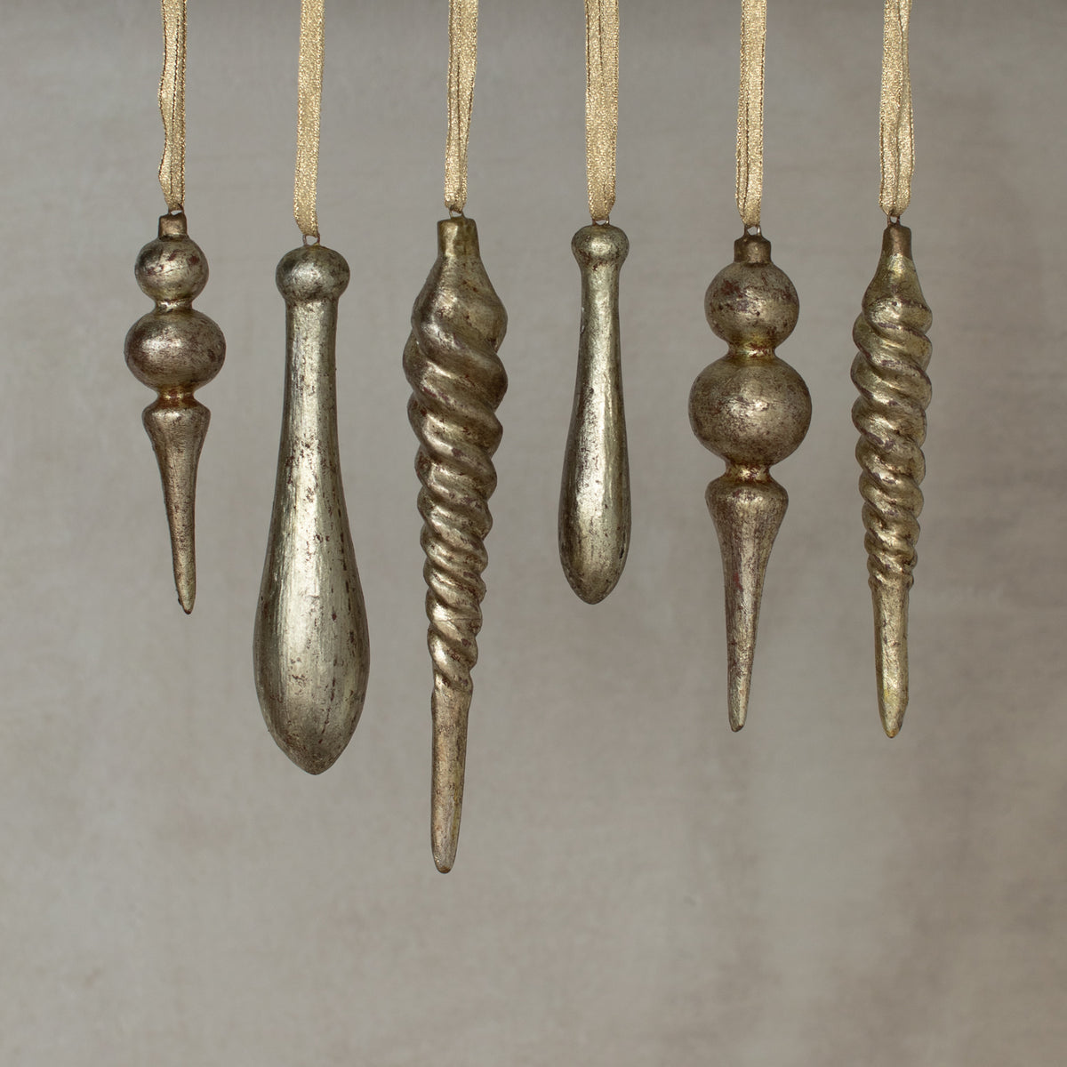 Golden Antique Icicle Ornaments - Set of 2