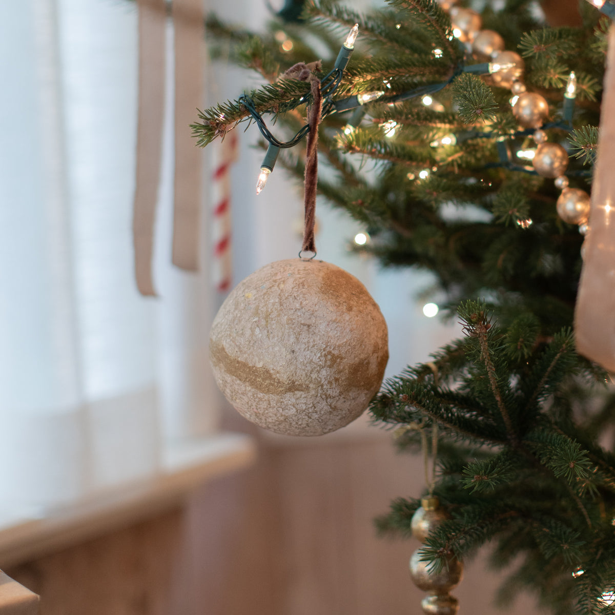 Golden Bauble Paper Maché Ornaments