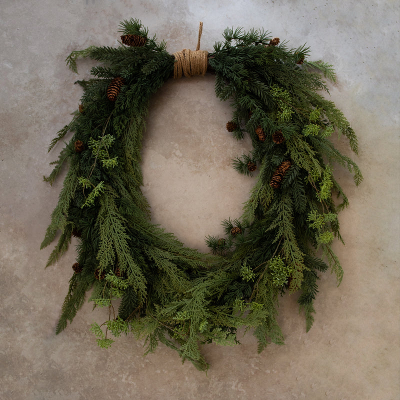 Cedar & Pine Wreath with Jute Hanger