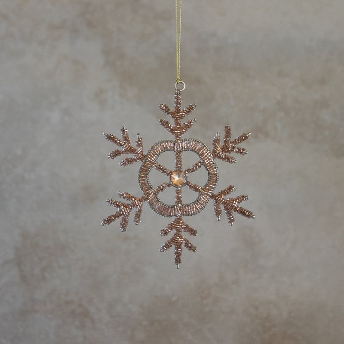 Glass Beaded Ornament - Snowflake