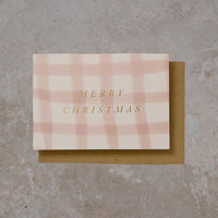 Greeting Card - Merry Blush Check