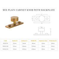 MIX Plain Cabinet Knob & Backplate