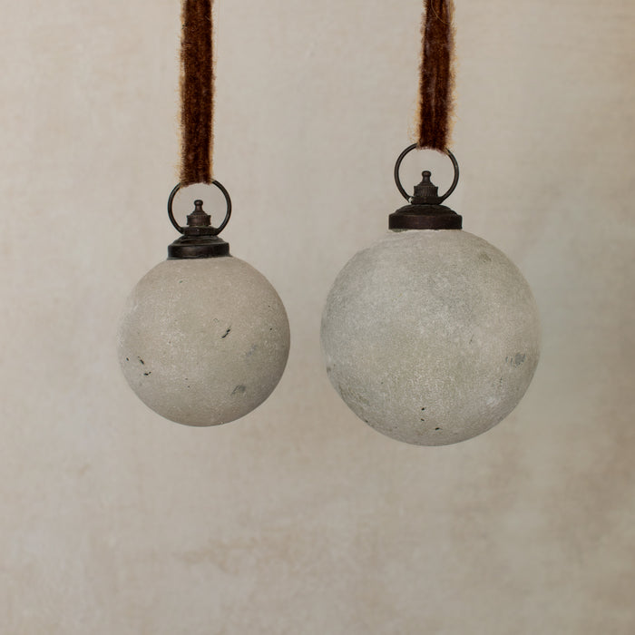 Powdered Silver Glass Ball Ornaments