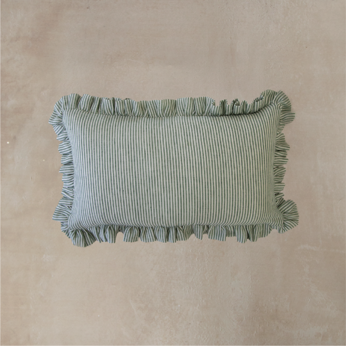 Sallie Ruffled Pillow Cover - Green