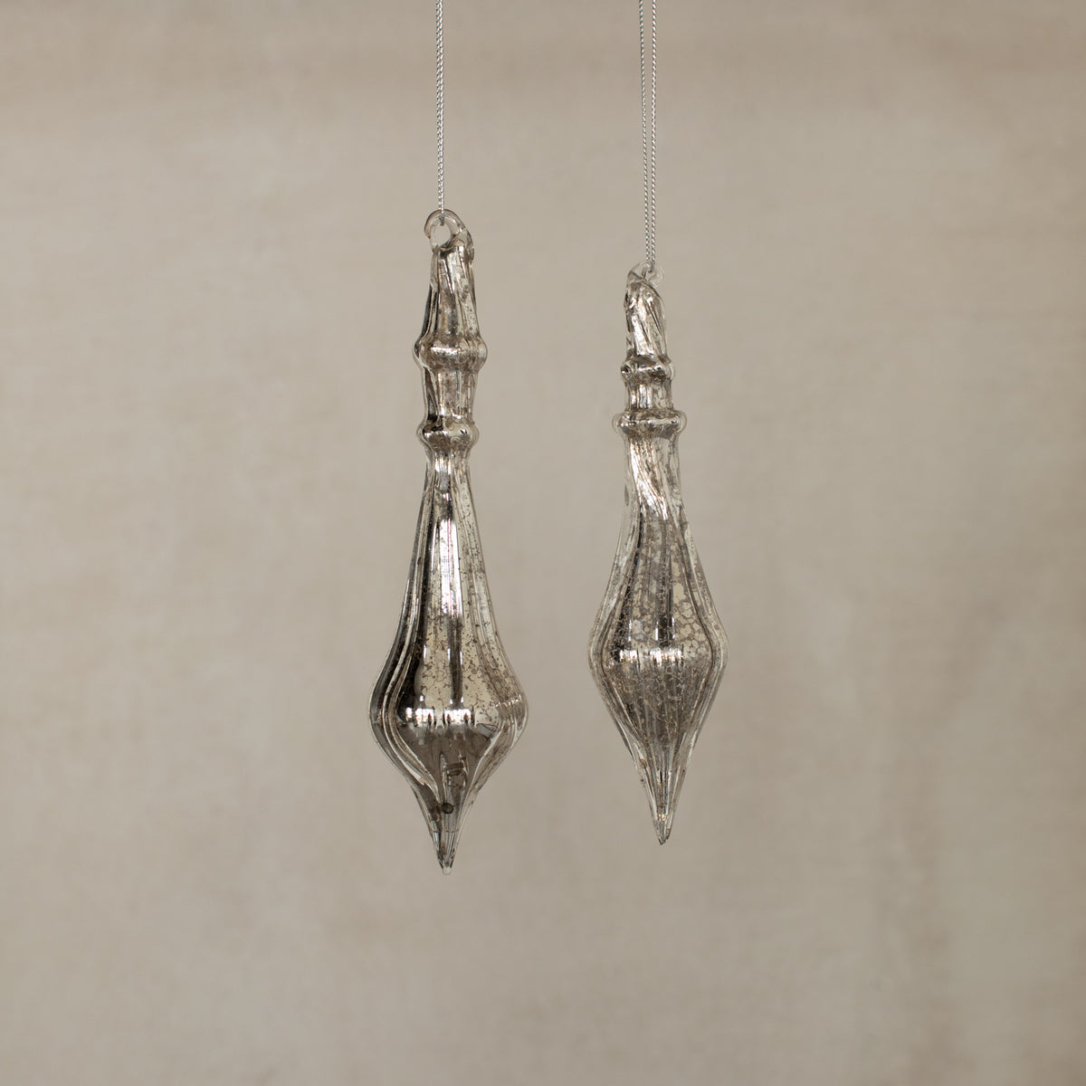 Silver Glassdrop Antique Ornaments