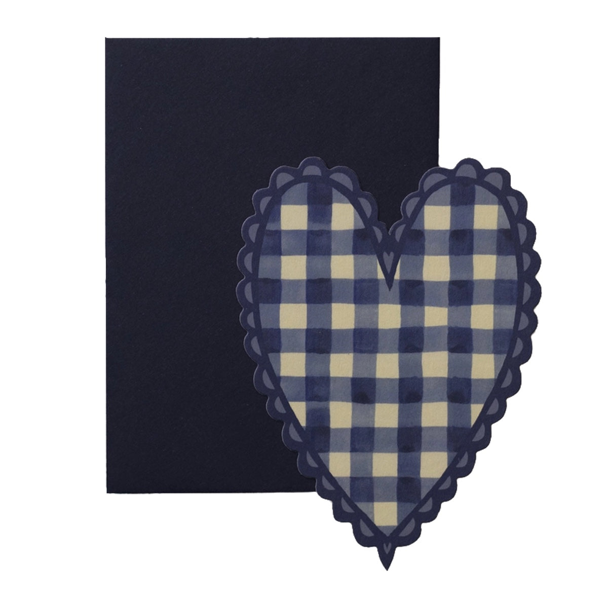 Greeting Card - Mini Blue Gingham Heart