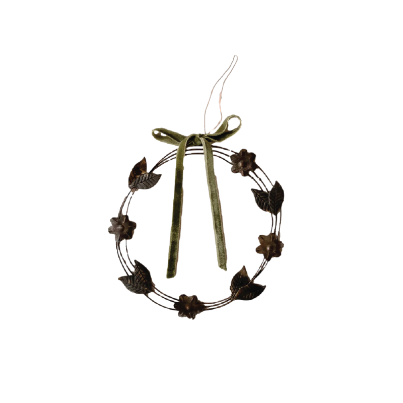 Eloise Wreath Ornament - Olive Velvet