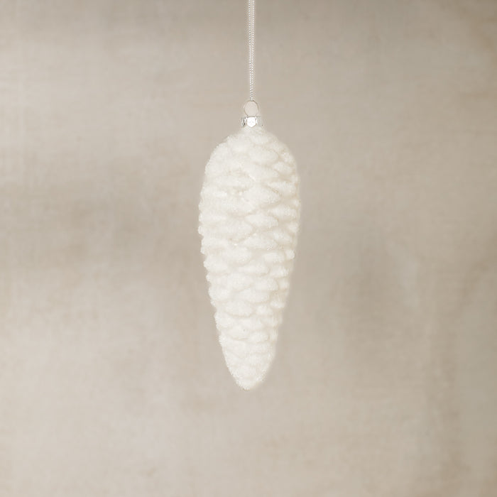 Winter White Glass Pinecone Ornament